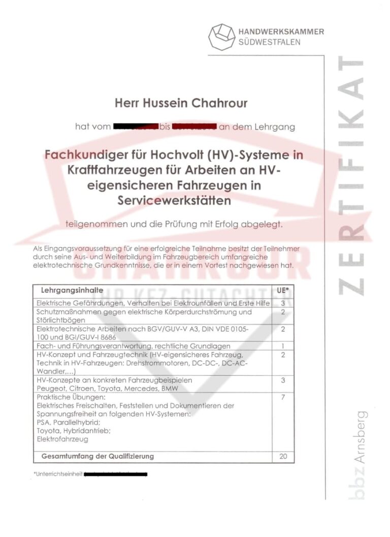 Hochvolt-Qualifikation